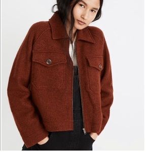 NWT Madewell Johnsville Sweater Jacket Wool Brick